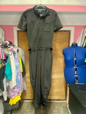 Large RomperJack Mens Jumpsuit Black Suede